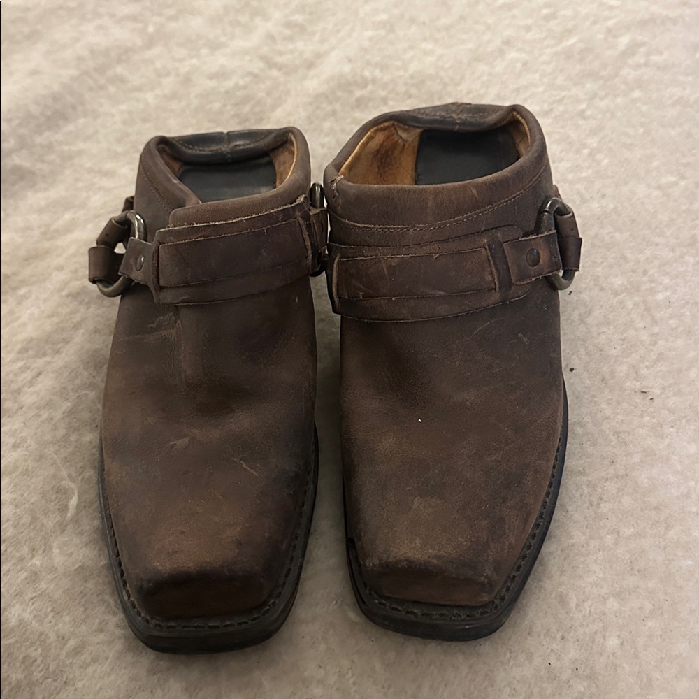 Frye Brown Leather Buckle Shoes